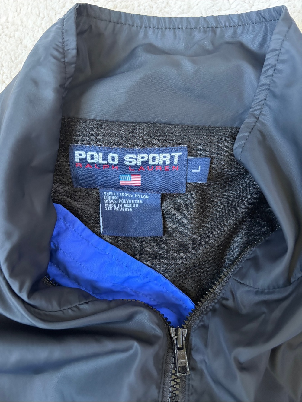 Vintage 90s Polo Sport by Ralph Lauren Blue & Black Colorblock Windbreaker Large - Picture 11 of 14